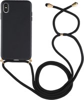 Voor iPhone XS Max TPU Anti-Fall mobiele telefoonhoes met lanyard (zwart)