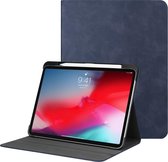 Effen kleur Koeienhuid Textuur Horizontaal Flip PU-lederen tas voor iPad Pro 11 inch (2018), met houder en slaap / waakfunctie (donkerblauw)