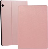 Universal Spring Texture TPU beschermhoes voor Huawei MediaPad T5, met houder (rose goud)