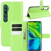 Voor Xiaomi Mi Note 10 / Note 10 Pro / CC9 Pro Litchi Texture Horizontal Flip beschermhoes met houder & kaartsleuven & portemonnee (groen)