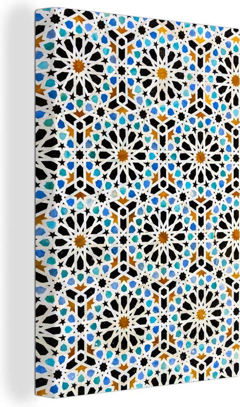 Arabische mozaïek waar de blauwe kleur veel terug komt Canvas 60x90 cm -  Foto print op... | bol.com