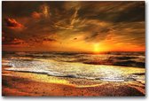 MN Collections - Schilderij - Seascape Photography. - Wit, Bruin, Geel En Oranje - 120 X 80 Cm