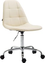 Bureaustoel - Bureaustoelen voor volwassenen - Design - In hoogte verstelbaar - Kunstleer - Crème - 47x56x89 cm