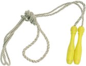 Springtouw jute 250 cm beukenhouten handvat geel