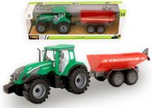 Jonotoys Tractor groen met rode kar 42 cm met frictie 8112