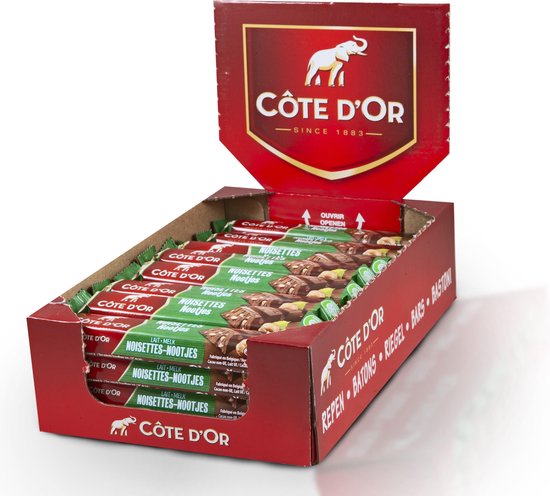 Chocolat belge Côte d'or - Barres Côte d'Or noisettes entières 6 x