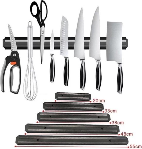 Joeji's Kitchen roestvrijstalen magnetische meshouder 2-weg installatie keukenmessenrek lijm of schroeven multifunctionele 40 cm magnetische muurstrip voor elk magnetisch object