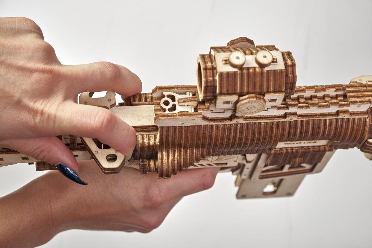 Wood Trick – Modelbouw 3D houten puzzel – Aanvalsgeweer - Assault Gun AR-T (WDTK057) – 496 stuks - Geen lijm noch verf nodig! — afbeelding 21