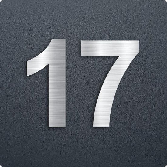Zwart mat huisnummer 17 met opliggende rvslook cijfers afm. 15x15cm |  bol.com