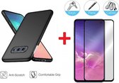 2-In-1 Screenprotector Bescherming Protector Set Geschikt Voor Samsung Galaxy S10e - Full Cover 3D Edge Tempered Glass Screen Protector Met Siliconen Back Cover Case - Mat Zwart /