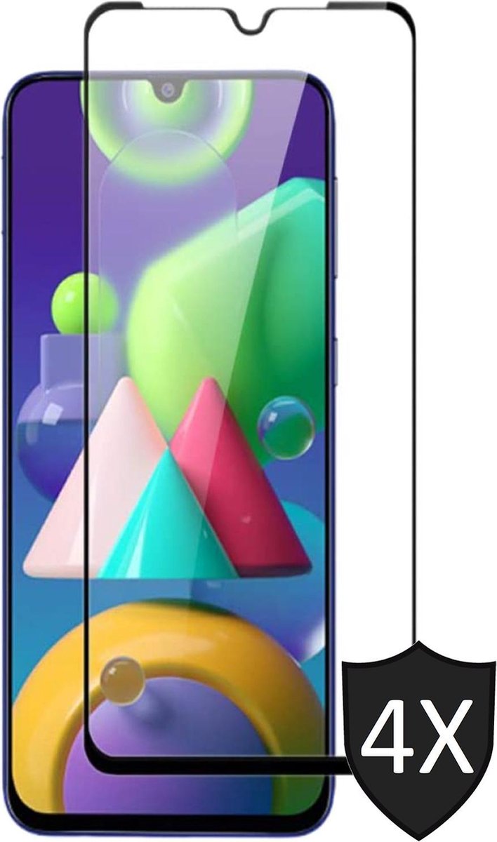 Screenprotector geschikt voor Samsung M21 - Full Screen Protector Glas - 4 Stuks