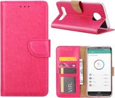 Bookcase Geschikt voor: Motorola Moto Z3 Play - Roze - portemonnee hoesje
