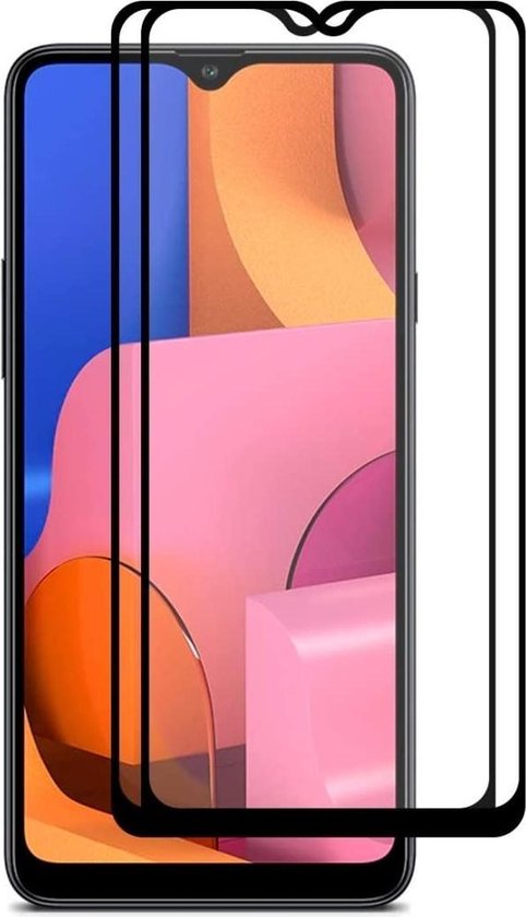 2x Full Cover Screenprotector Geschikt Voor: Samsung Galaxy A20S Screen protector Glazen Gehard - Volledig Scherm Tempered Glass