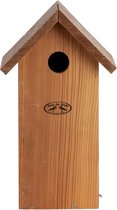 Houten vogelhuisje/nesthuisje koolmees 30 cm met kijkluik - Douglashouten vogelhuisjes tuindecoraties - Vogelnestje voor kleine tuinvogeltjes