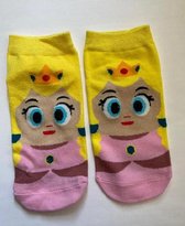 Super Mario kindersokken karakter Prinses Peach Unisex Enkelsokken Maat 31-35
