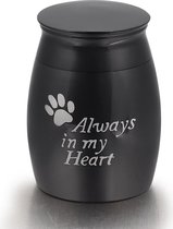 Mini urn rvs always in my heart zwart