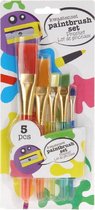 5x Kwasten/penselen voor kinderen - Hobby/knutselmateriaal - Schilderbenodigdheden - Kwastjes/penselen 5 stuks