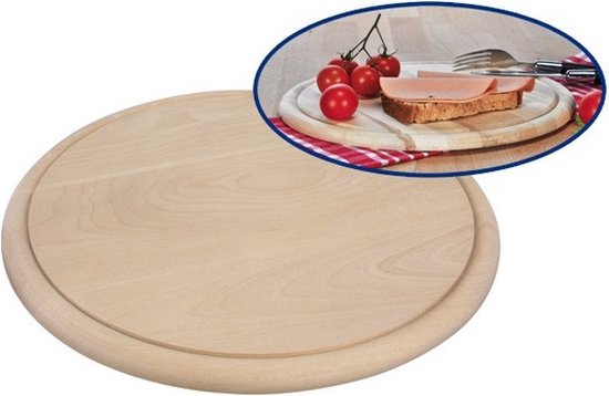 Motivatie Refrein type Ronde houten ham ontbijt planken / broodplank / serveer plank 28 cm - brood  snijden /... | bol.com
