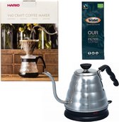 Hario V60 slow coffee kit + Hario V60 Buono Elektrische Waterketel  + Bristot OUR Biologische Filter Koffie