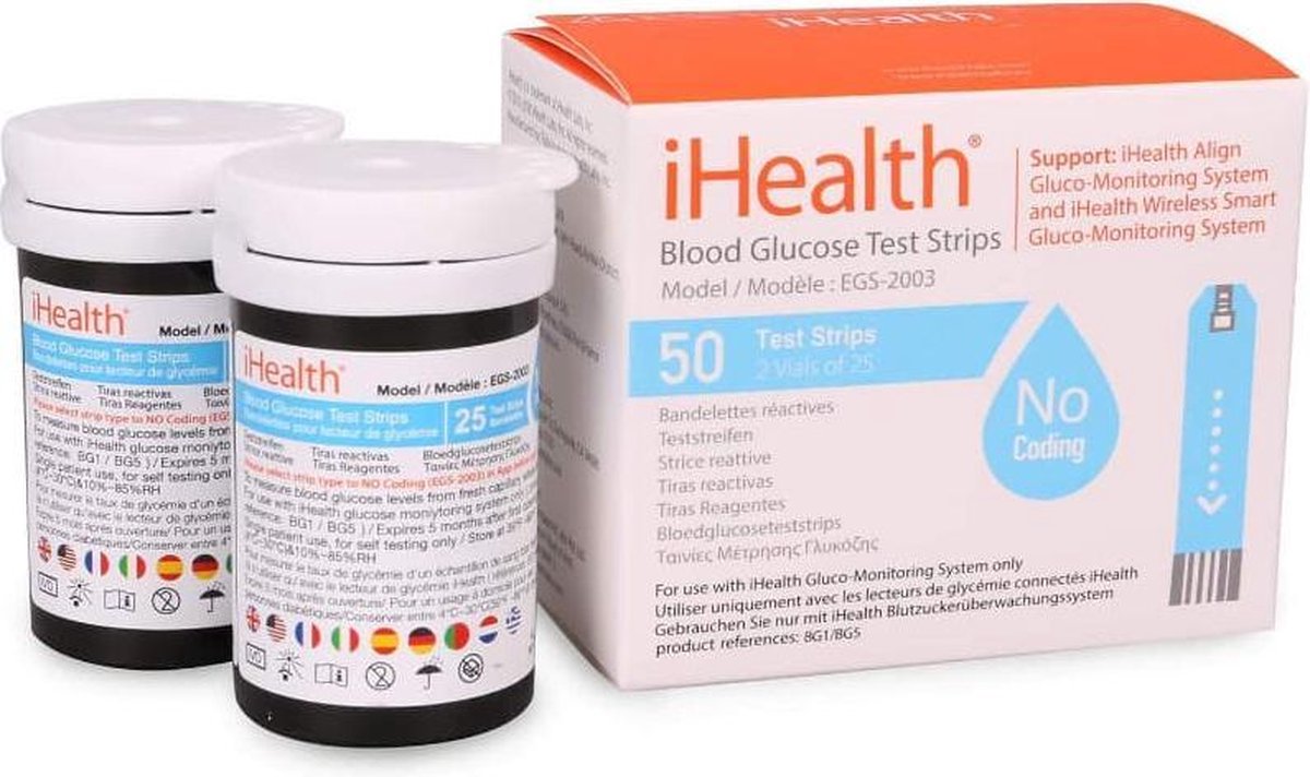 Goedkoopste iHealth bloedsuikerteststrips (2 x 25 stuks
