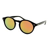 Ronde Zonnebril Dames Zwart - Rood Oranje Spiegelglas - UV 400