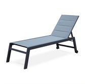 Verstelbare ligstoel van gewatteerd textilene en aluminium - grijs