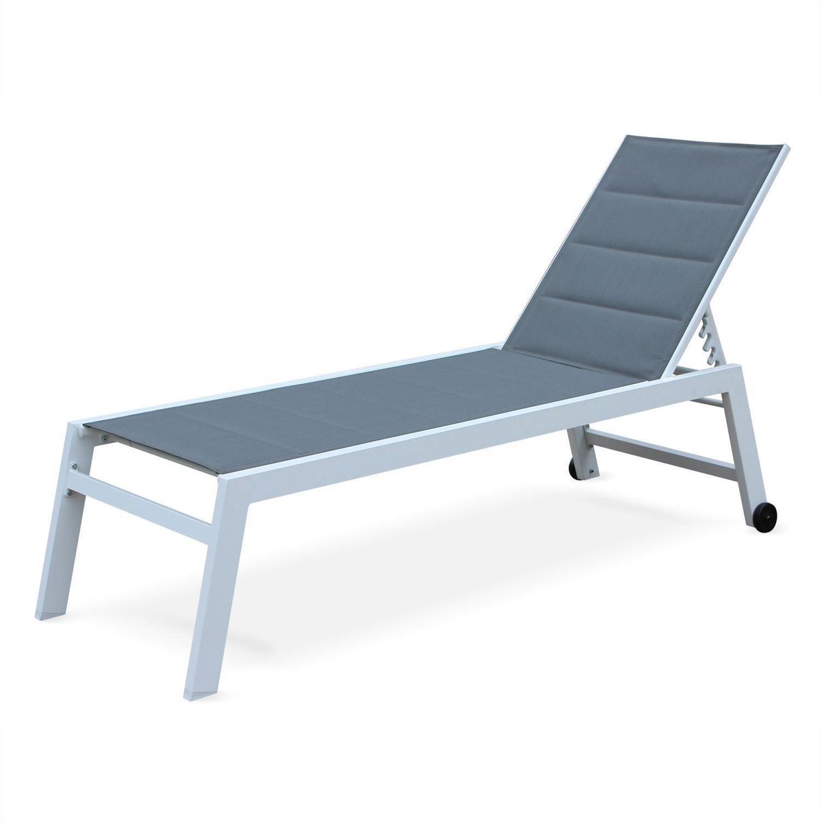 Verstelbare ligstoel Solis, van gewatteerd textilene en aluminium - wit/grijs
