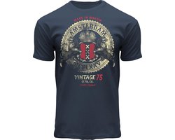 Fox Originals Vintage Rock T-shirt Amsterdam Heren & Dames Katoen Blue Dusk Blauw Maat XL