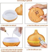 Aroma Diffuser 300ML voor Aromatherapie-inclusief slimme afstandsbediening - Geschikt met Etherische Olie -Luchtbevochtiger - Vernevelaar - Humidifier Cool Mist -  Woodgrain Hout Design + een