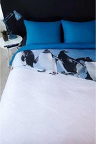 Ambiante Penguins - Dekbedovertrek - Lits-jumeaux - 240x200/220 cm - IJs Blauw