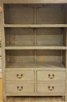 Brocante Gert Snel kast | Landelijke sfeer met 4 laden en planken | Grijs-beige | Van € 1495,00 nu voor € 695,00