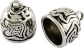 eindkapjes, antiek zilver, 18 x 15mm, 5 stuks