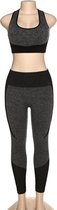 Fitness Outfit - Broek + Top - Premium Kwaliteit - Grijs - Maat S ( = NL34-36 )