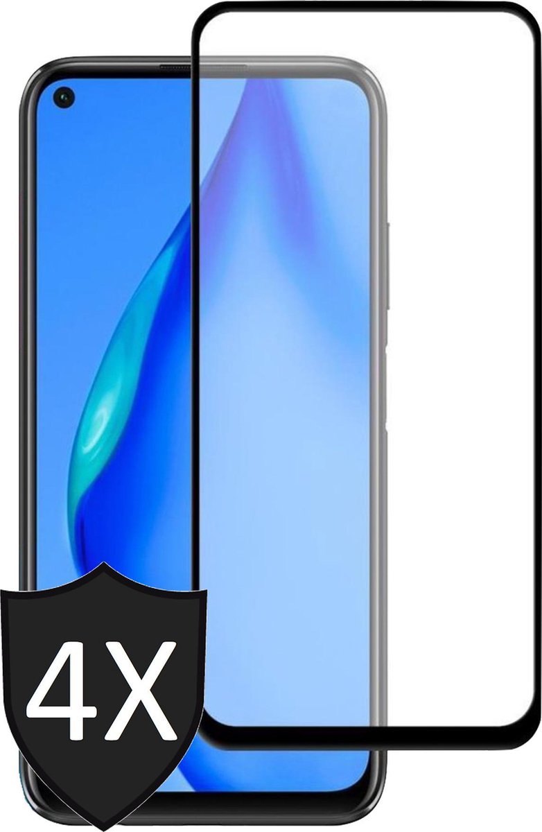 Screenprotector geschikt voor Huawei P40 Lite - Full Screen Protector Glas - 4 Stuks
