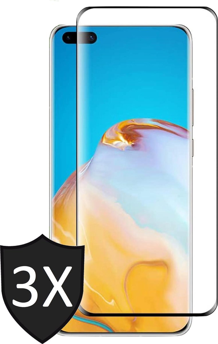 Screenprotector geschikt voor Huawei P40 - Full Screen Protector Glas - 3 Stuks