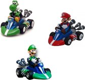 Speelset 1 Super Mario Pullback racers Yoshi/ Mario/ Luigi (ca 14 cm)