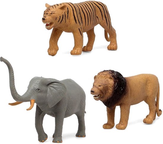 3x safari dieren speelgoed figuren 21 cm voor kinderen - Speelgoeddieren -... | bol.com