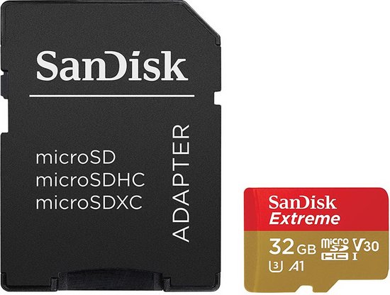 SanDisk Extreme Micro SDHC 32GB - A1 V30 U3 A1 - GN6AA - met adapter