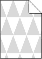 Proefstaal ESTAhome behang grafisch geometrische driehoeken licht warm grijs en mat wit - 128842 - 26,5 x 21 cm