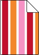 Proefstaal ESTAhome behangpapier strepen roze en oranje - 114629 - 26,5 x 21 cm
