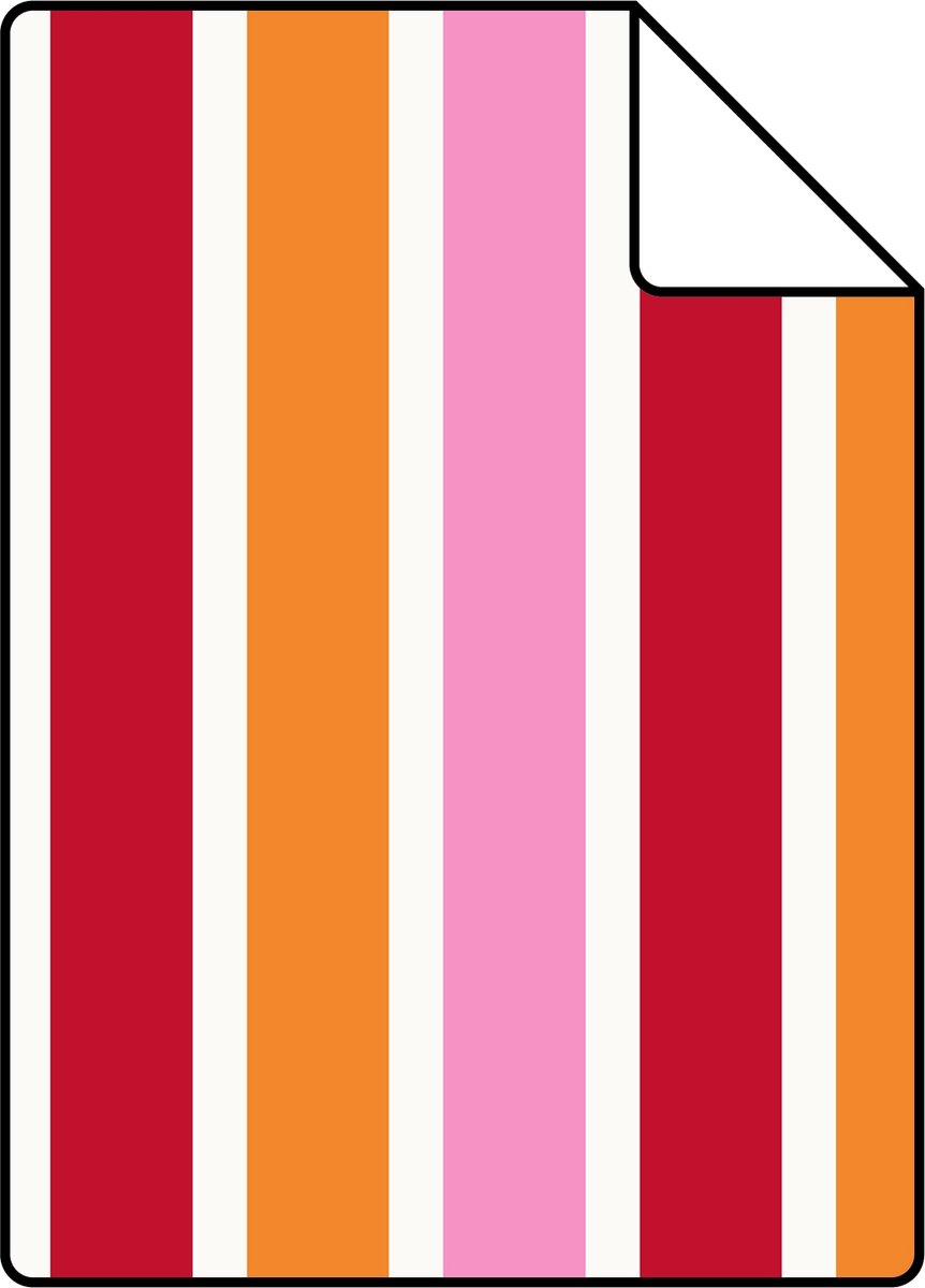Proefstaal ESTAhome behang strepen roze en oranje - 26.5 x 21 cm - 114629-S