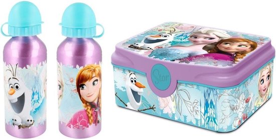 kruising methaan heerlijkheid Frozen Elsa & Anna met Olaf lunchbox / broodtrommel en 1 aluminium  drinkbeker 400ml... | bol.com
