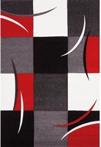 DIAMOND Woonkamer vloerkleed 80x150 cm rood, grijs, zwart en wit
