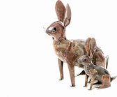 METAL NATURAL RABBIT SET / Moeder en baby konijn set