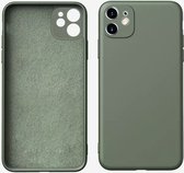 Siliconen telefoonhoes geschikt voor Iphone 11 - Met camerabescherming - Cover - Matte Donkergroen
