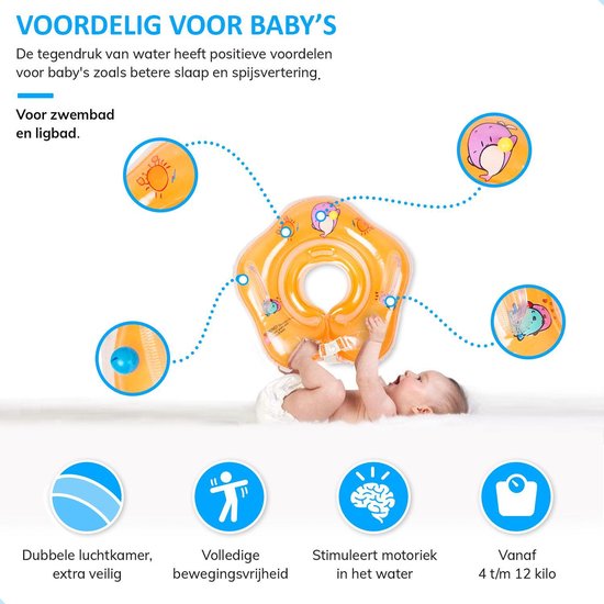 BABY ZWEMRING ORANJE- OPBLAASBARE NEKRING – ZWEMRING NEKRING VOOR ZWEM PLEZIER – ZWEMMEN-FLOAT ZWEMRING -