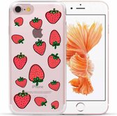 Apple Iphone 7 / 8 / SE2020 / SE 2022 transparant siliconen backcover hoesje aardbeien