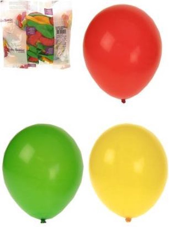Ballonnen rood geel groen carnaval kleuren - Limburg 50 stuks.