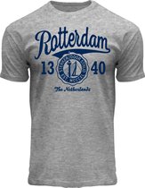 Fox Originals Seal Bridge Rotterdam T-shirt Heren & Dames Katoen Grey Grijs Maat L