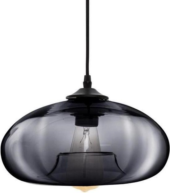 Geef energie mentaal Geestelijk Glazen hanglamp - � 28 cm - Gerookt grijs | bol.com